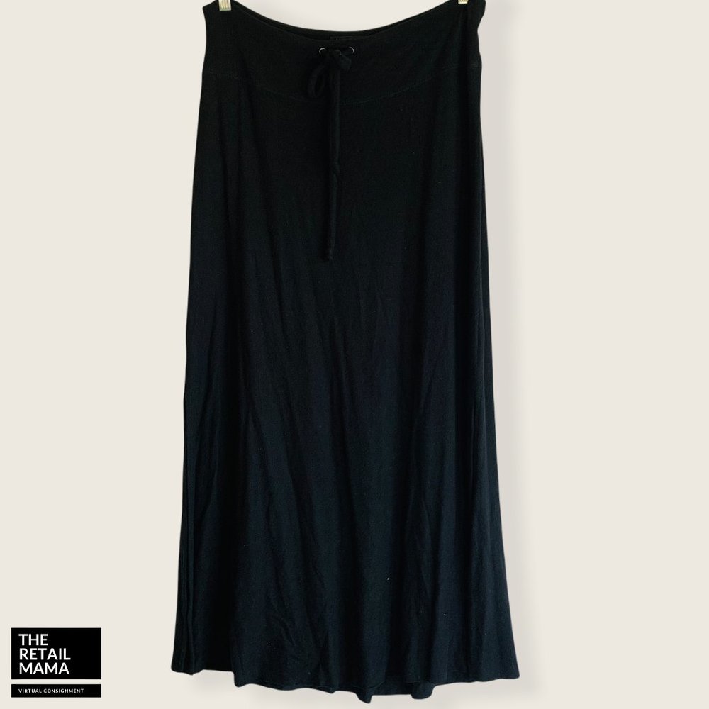 Womens Soft Black Drawstring Skirt